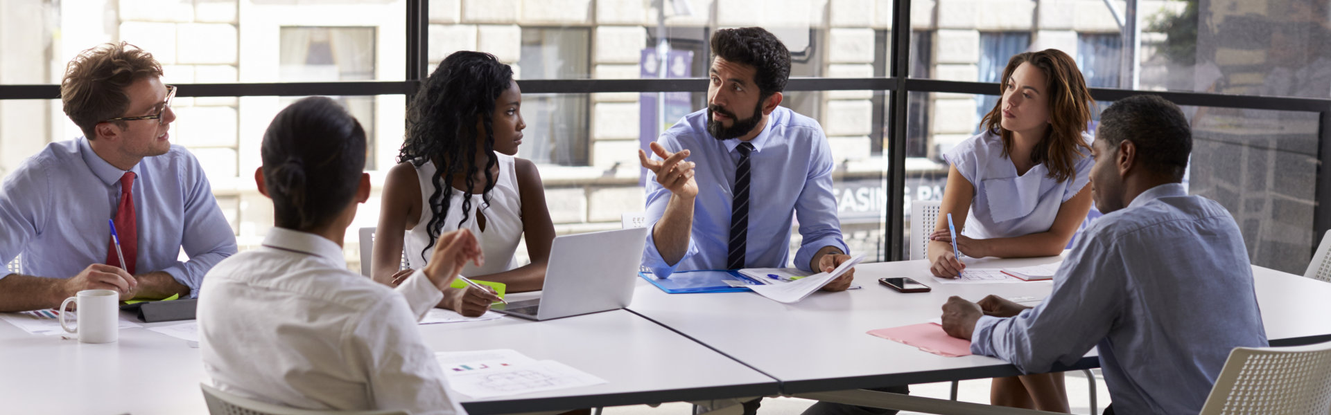 group of people having a meeting